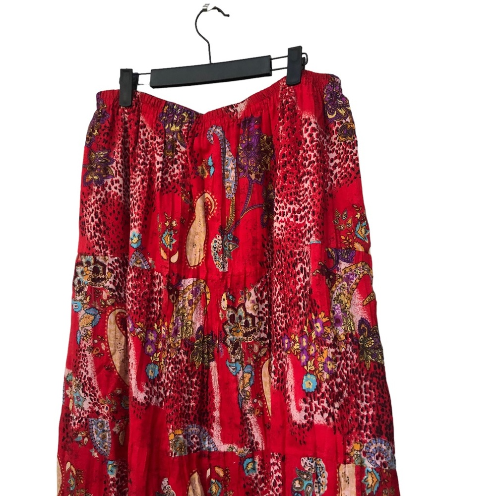 Bobbie Brooks Red Paisley Print Maxi Skirt size 1X - Picture 5 of 9